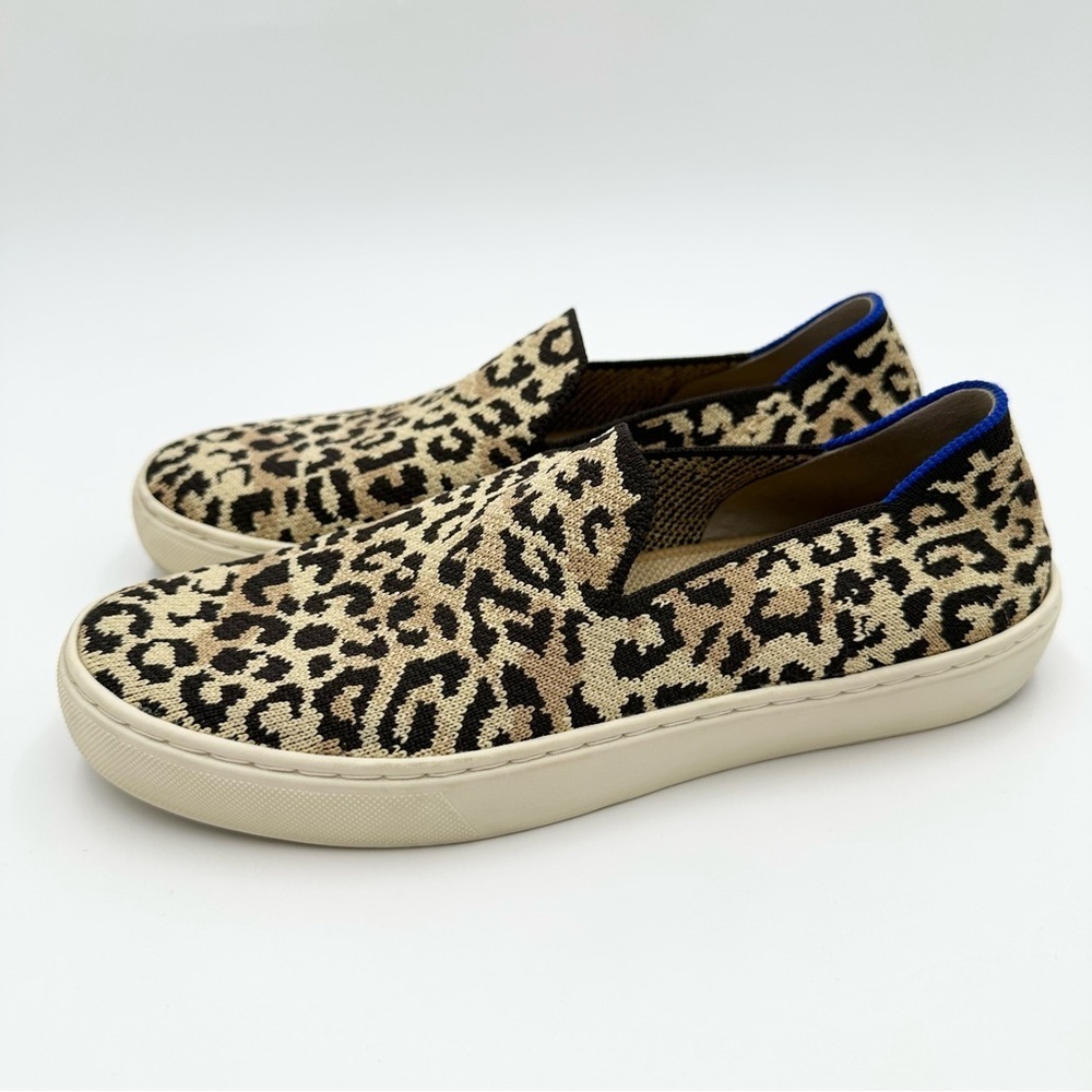 Rothy's The Original Slip On Sneaker Desert Cat Leopard Print Shoes - Picture 3 of 12